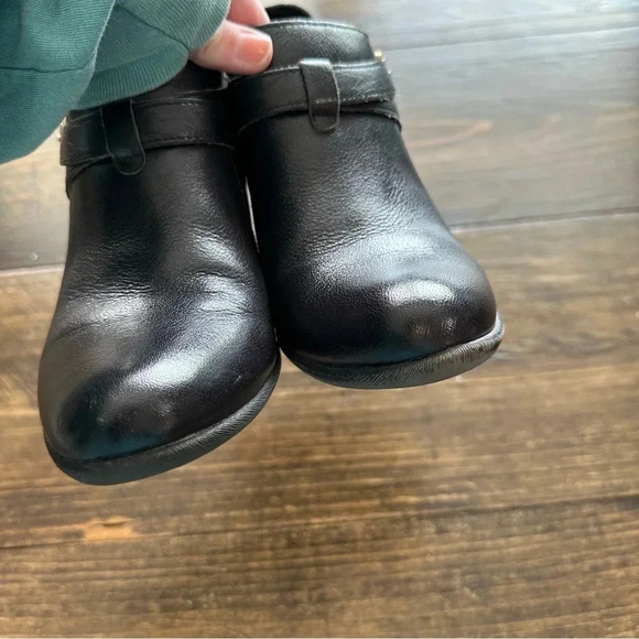 BOC Born Concepts Black Leather Block Heel Zip-Up Ankle Boots Size 9M GUC - Picture 11 of 13